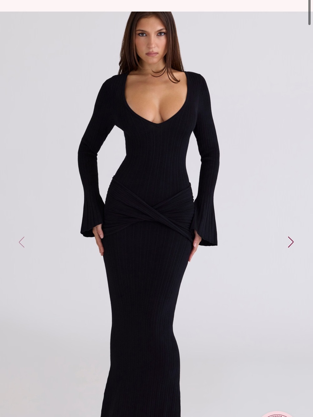 House of CB Mila Long Sleeve Rib Maxi Dress